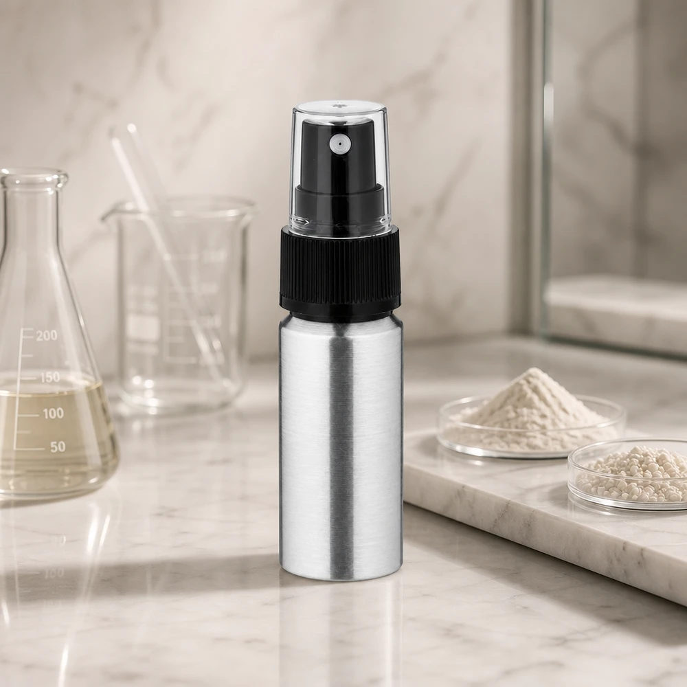 20ml geschliffene Aluflasche mit Zerstäuber Matte Aluminiumflasche 20ml mit Zerstäuber - nachfüllbar und wiederverwendbar