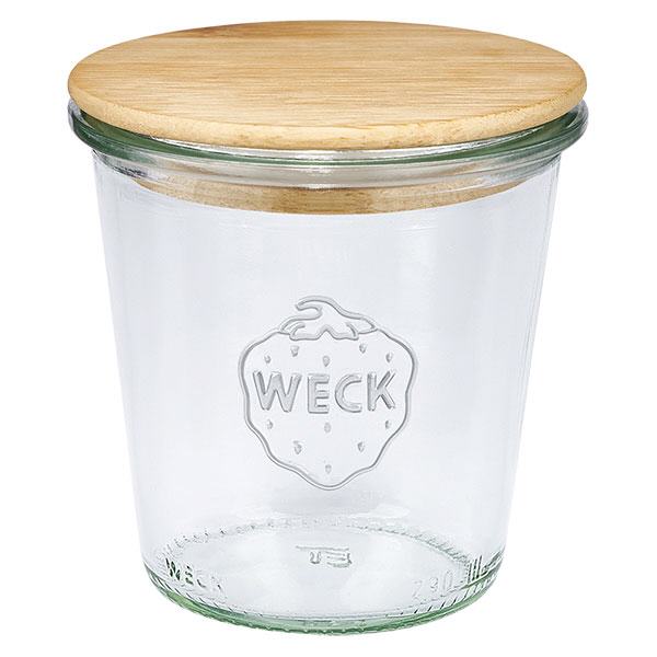 290ml Sturzglas hoch WECK RR80 mit Holzdeckel