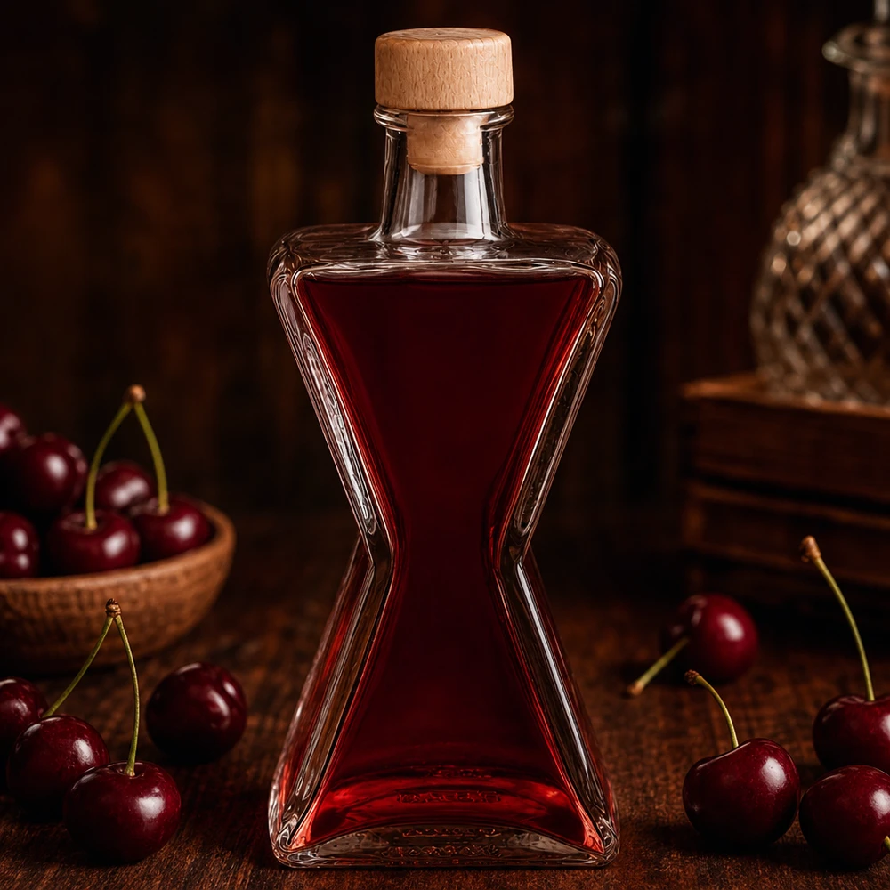 Bottiglia in vetro da 200 ml Star con tappo in sughero con impugnatura in legno UNiTWIST®