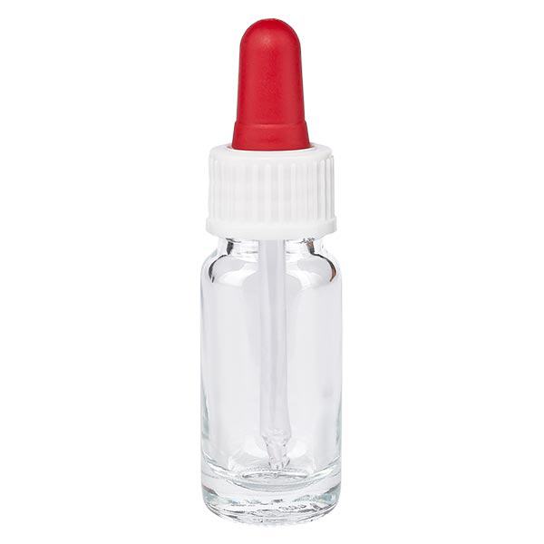 Flacone per pipetta trasparente da 10 ml ST bianco/rosso ApoGlas Flacone per pipetta trasparente da 10 ml ST bianco/rosso ApoGlas