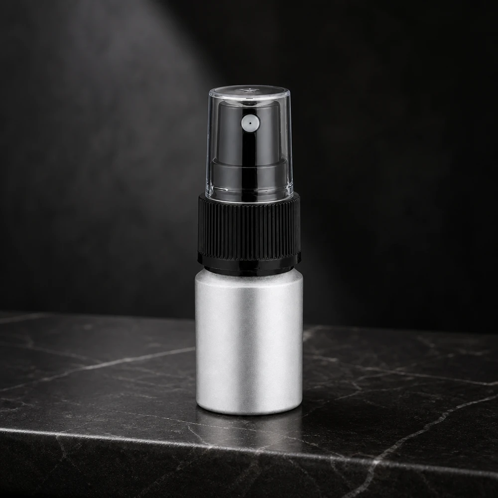 10ml gebeizte Aluflasche mit Zerstäuber Elegante 10ml Aluminiumflasche mit schwarzem Zerstäuber stilvolles Design für den Einzelhandel