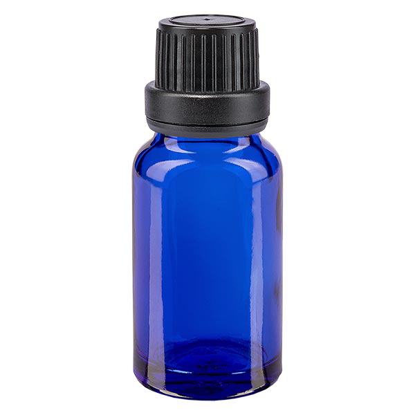 Bottiglia da farmacia blu da 10ml. SV OV nero/11mm ApoGlas Bottiglia da farmacia blu da 10ml. SV OV nero/11mm ApoGlas