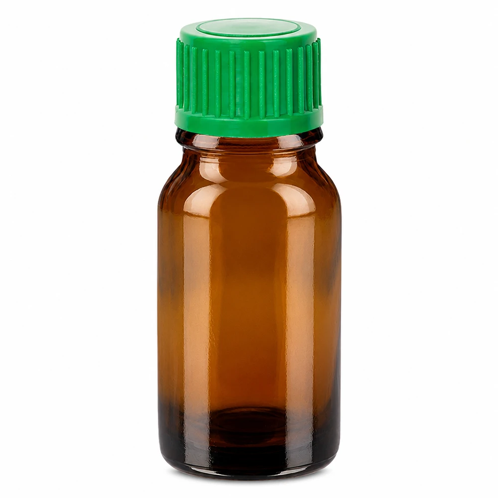 Flacone in vetro da 10 ml con contagocce 0,8 mm di apertura marrone-verde per rimedi omeopatici