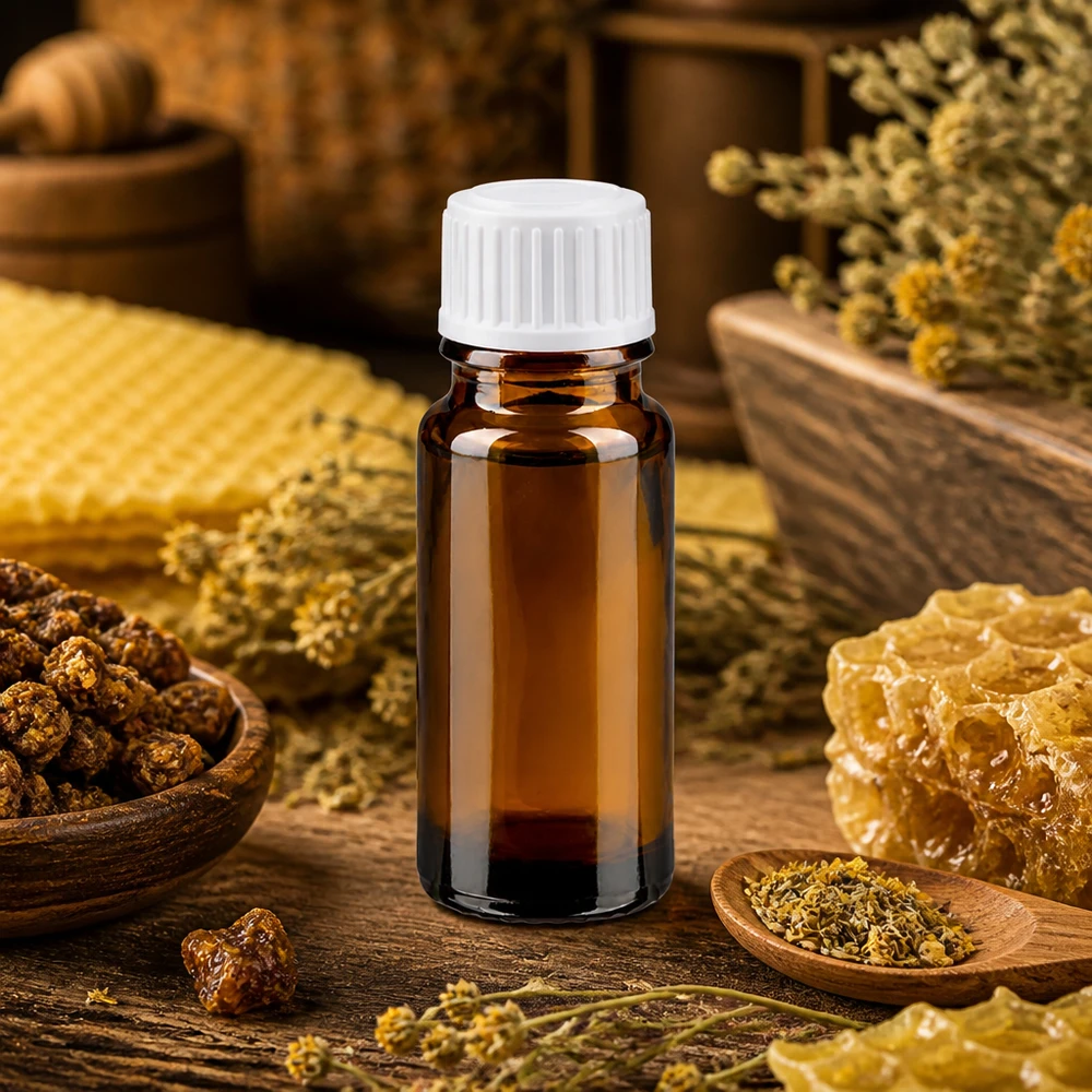 Naturprodukte Aufbewahrung in brauner 10ml Apothekerflasche mit kindersicherem weißem Deckel