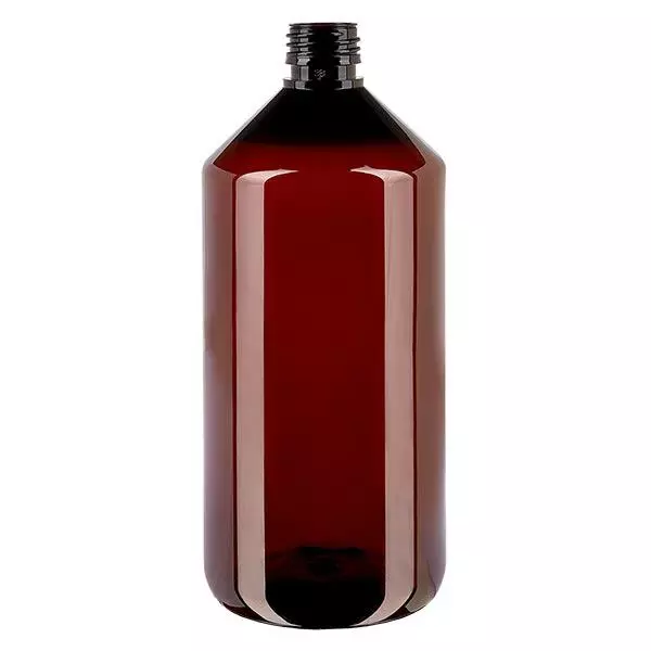 Flacon médical en PET 1000 ml ambré, PP28 sans bouchon