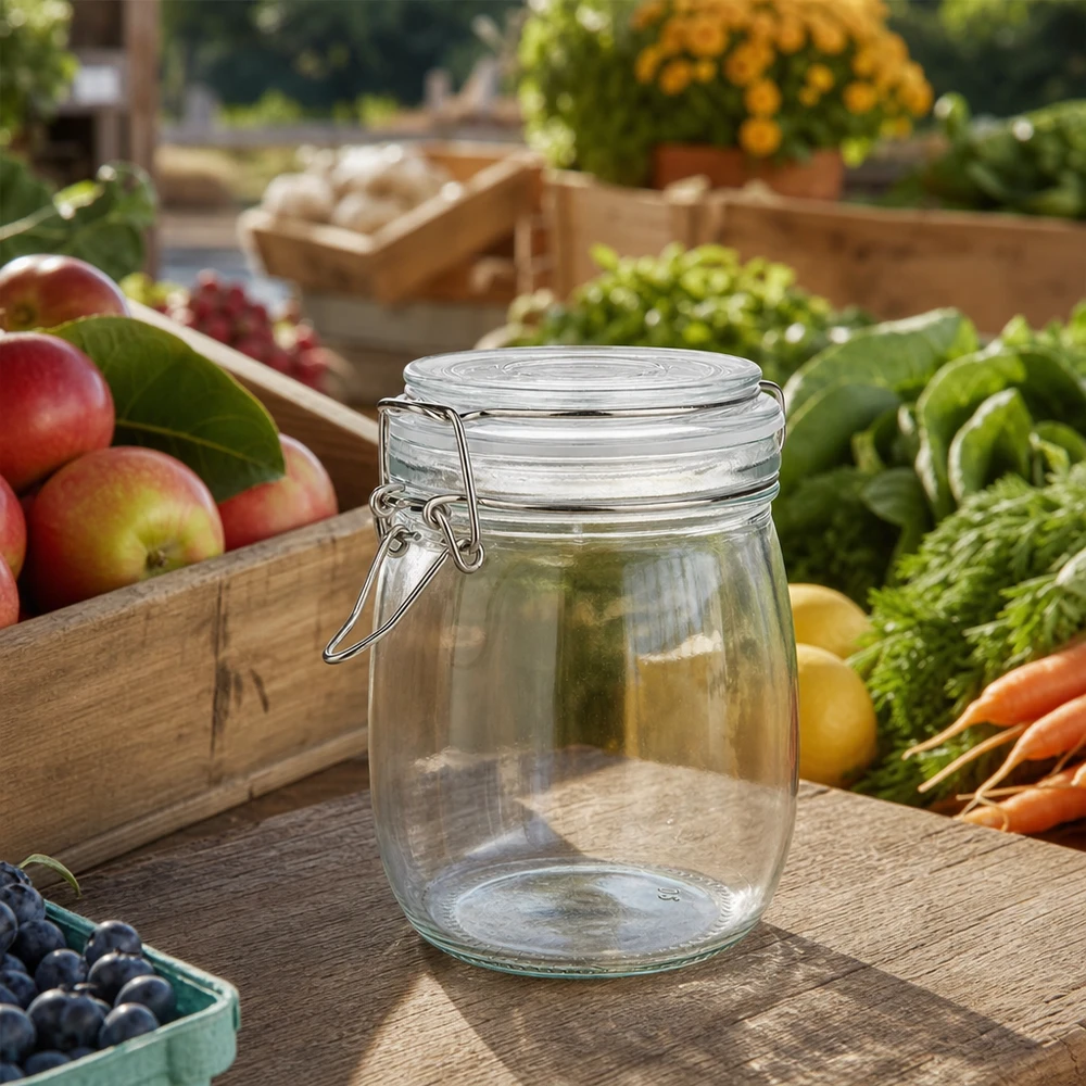 750ml Vorratsglas mit Silikonring und Bügelverschluss UNiTWIST Barattolo vuoto da 750 ml con tappo girevole, pronto per ingredienti freschi e conservazione