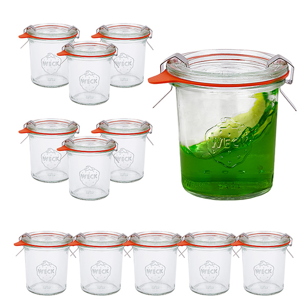 12er Set Weck Gläser 140 ml Sturzgläser mit 12 Glasdeckeln, 12er Set Weck Gläser 140 ml Sturzgläser mit 12 Glasdeckeln,