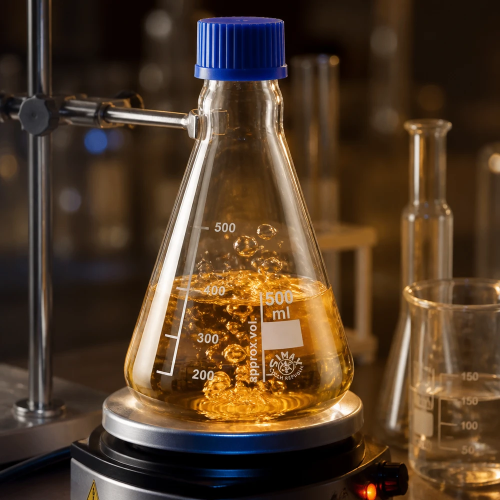 Erlenmeyer 500 ml col étroit, verre borosilicate avec filetage et bouchon Equipement de laboratoire Fioles Erlenmeyer 500ml avec échelle de volume pour analyses quantitatives