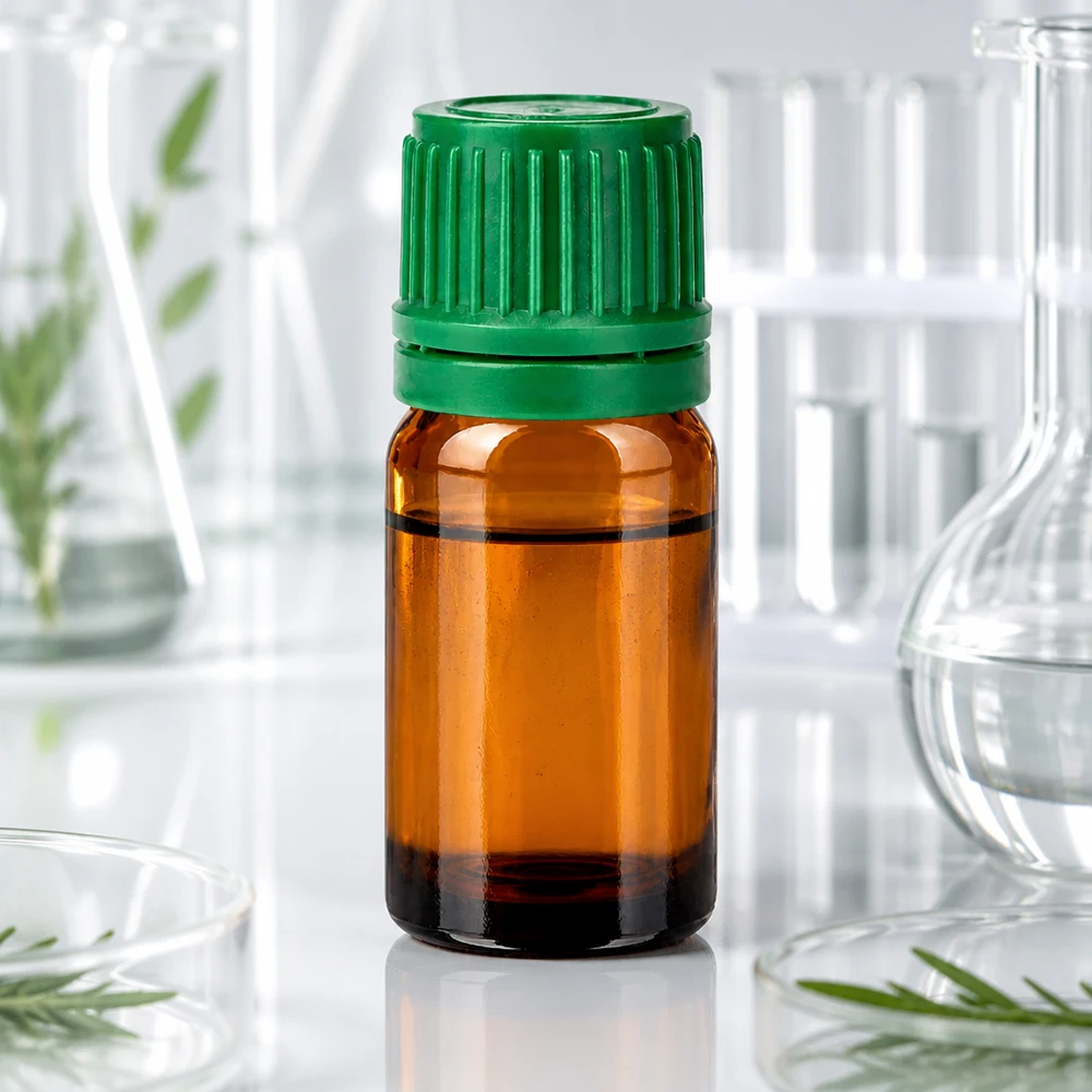 Flacone da farmacia in vetro ambrato da 5 ml con tappo verde scanalato per applicazioni di laboratorio