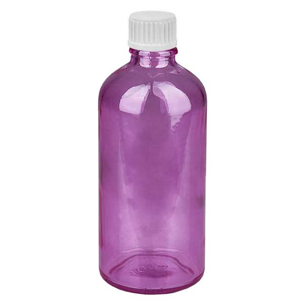 100ml (Globuli)Flasche 3mm Giessring weiß Standard PurpleLine. UT18/100