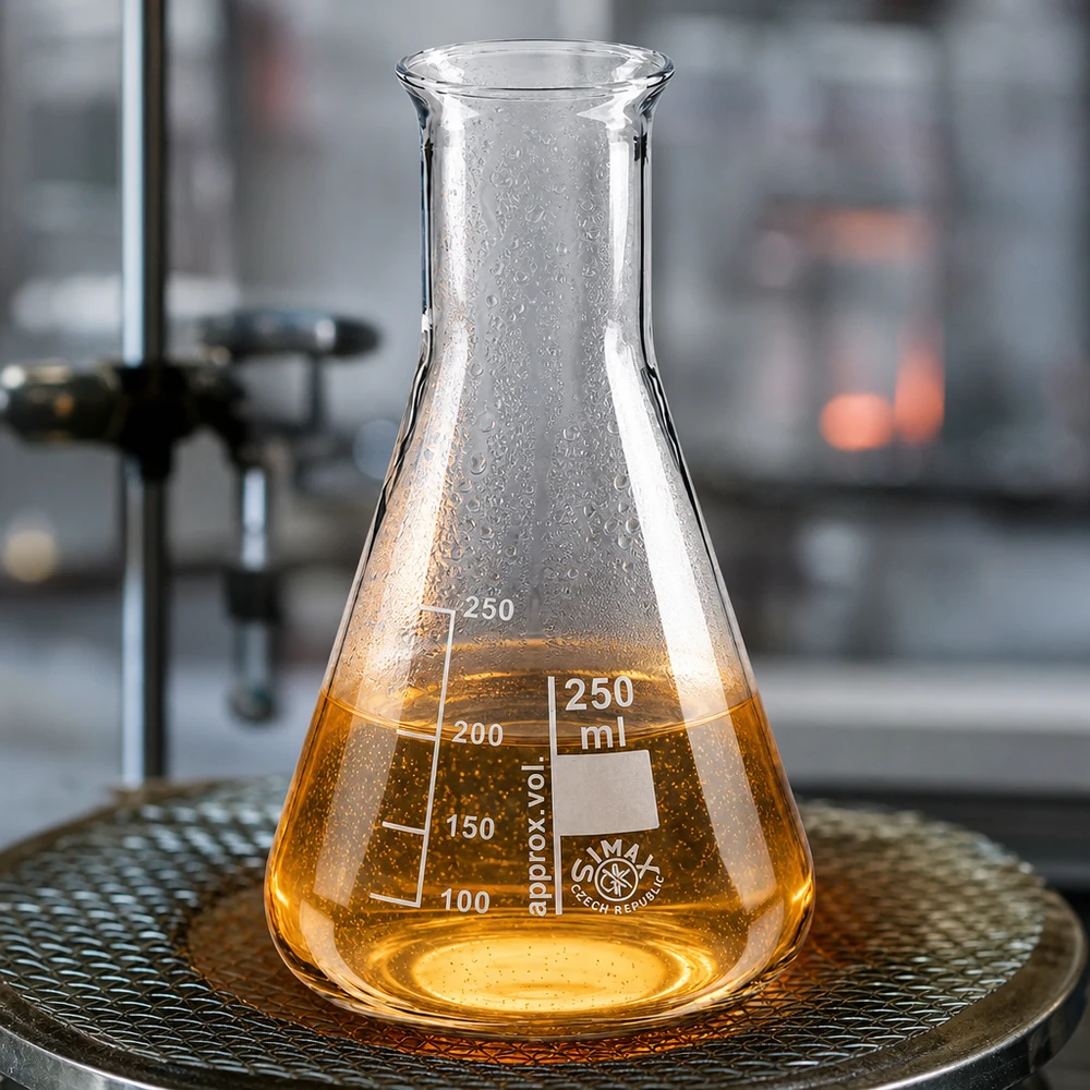 Pallone volumetrico trasparente da 250 ml con graduazione in ml e base larga per la stabilità