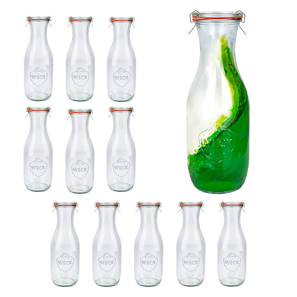Set di 12 vasetti Weck da 1062 ml con 12 coperchi in vetro, Set di 12 vasetti Weck da 1062 ml con 12 coperchi in vetro,
