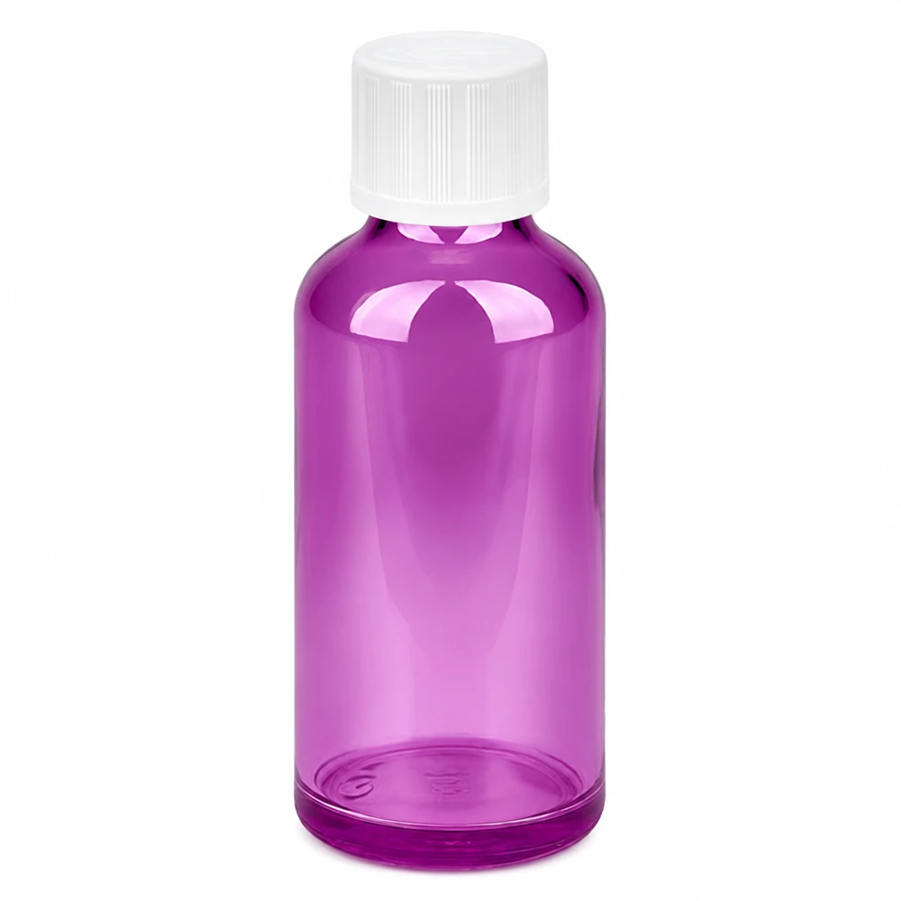 Flacon compte-gouttes 50ml 1.2mm blanc standard sécurité enfant PurpleLine.UT18/50 Flacon doseur 50ml avec ouverture de goutte de 1.2mm parfait pour les applications de laboratoire et les médicaments