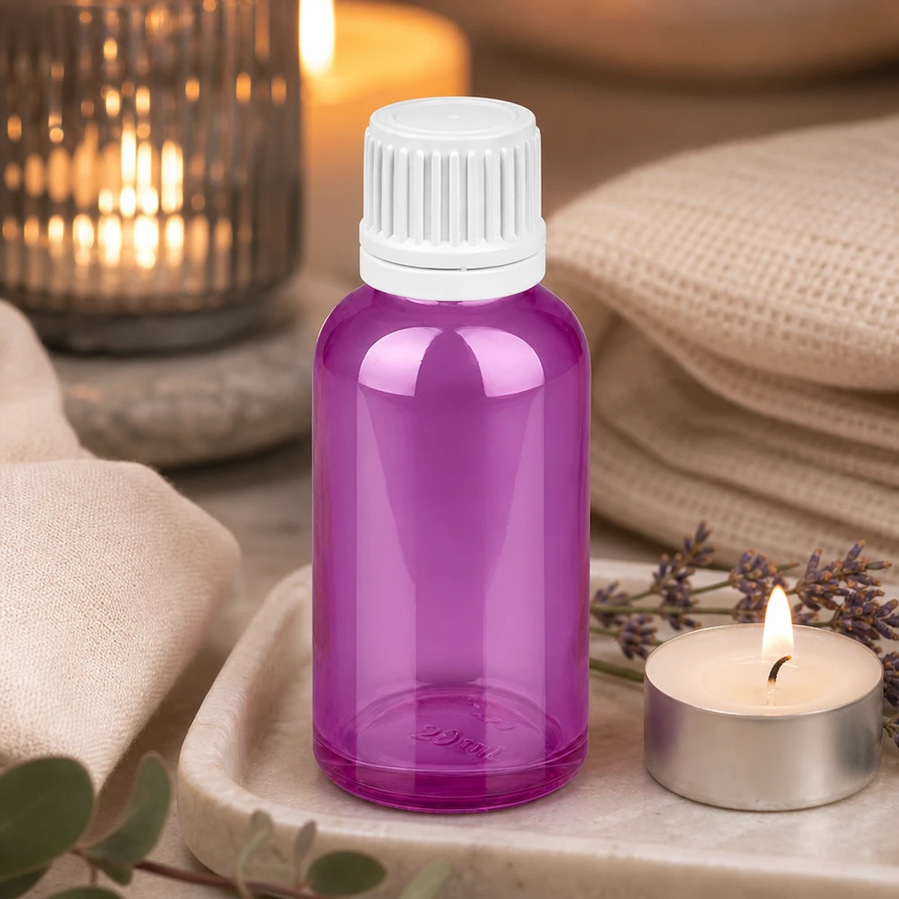 30ml Flasche 11mm Schraubverschluss weiss Originalität Schraubverschlusserschluss PurpleLine UT18/30 30ml Violettglas mit weißem Schraubdeckel ideal für Reisegrößen und mobile Anwendungen