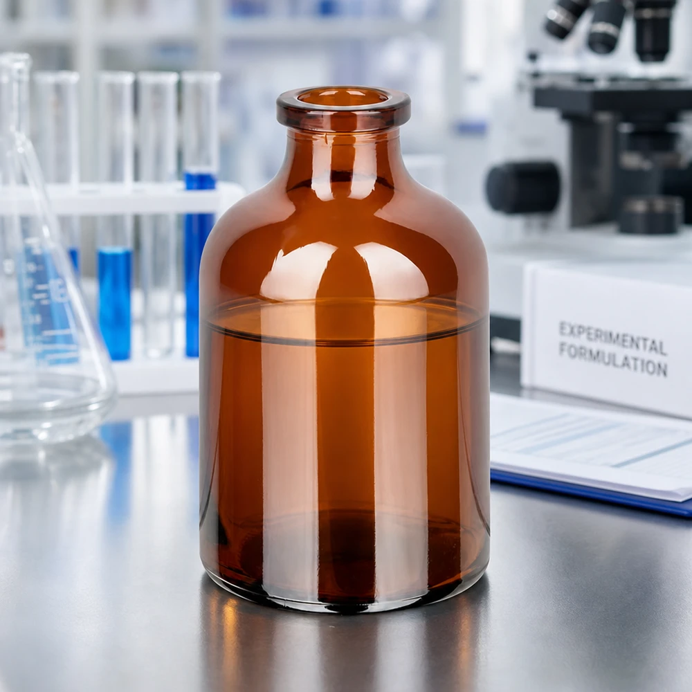 Injektionsflasche Braunglas 50ml 50ml Injektionsvial Braunglas mit charakteristischer Taillierung und gerolltem Flaschenhals