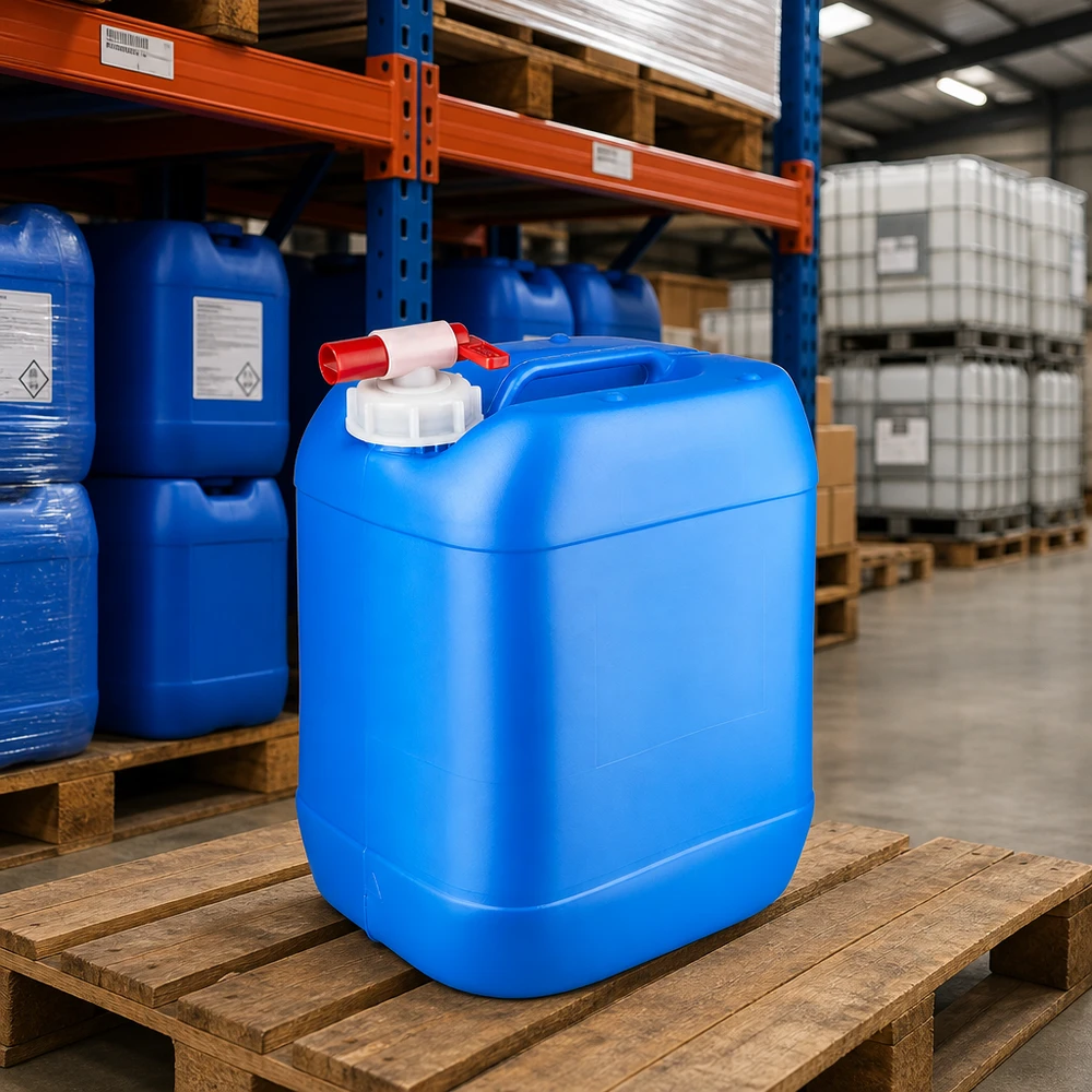 Rechteckiger Vorratstank 20 Liter Blau mit Entnahmeventil für Reinigungsmittel