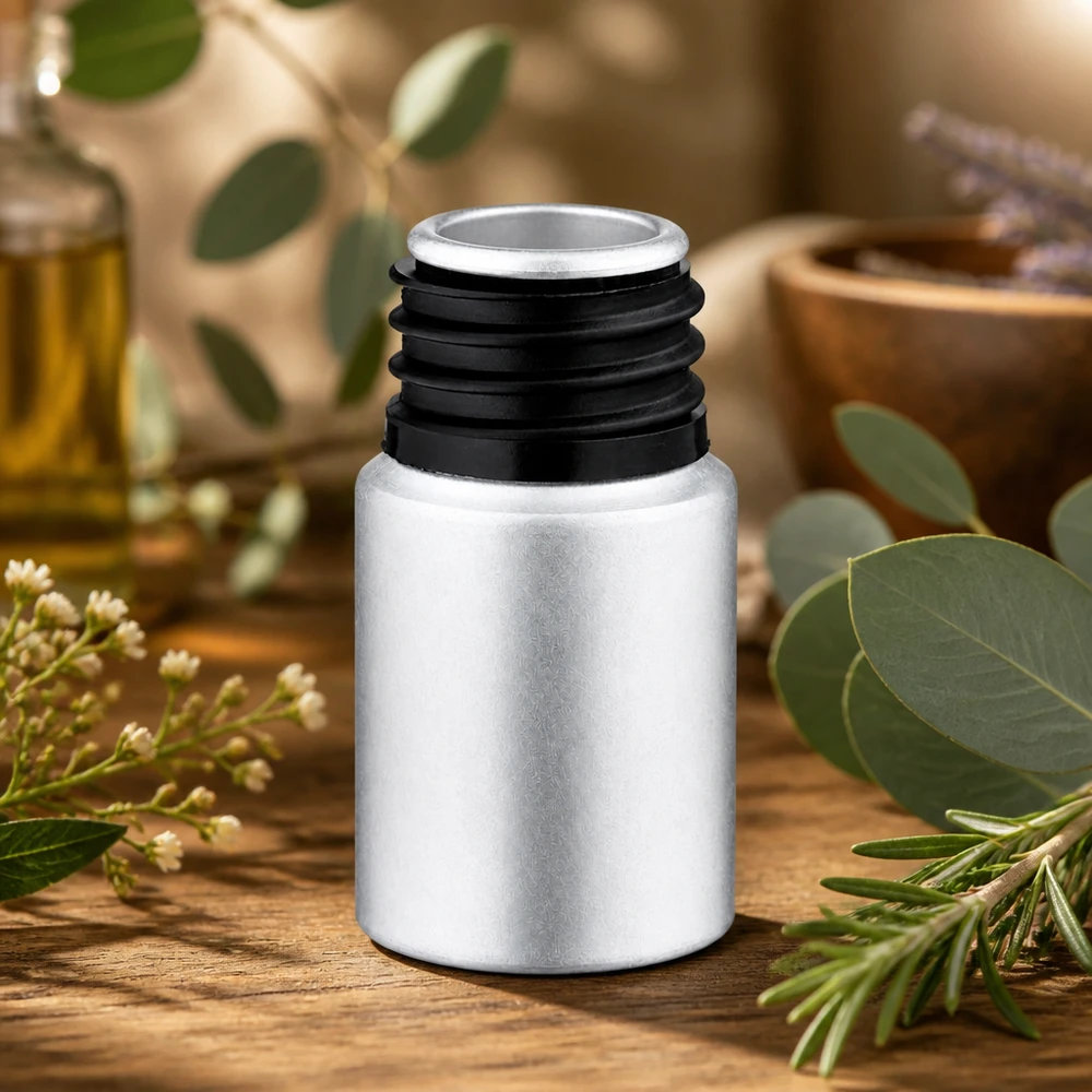 Flacone in alluminio da 10 ml protetto dalla luce con rivestimento opaco per oli sensibili