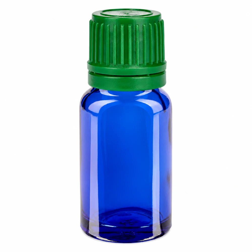 Flacon 10ml 11mm SV vert OV BlueLine UT18/10 Flacon de 10 ml bleu avec bouchon vert pour usage pharmaceutique