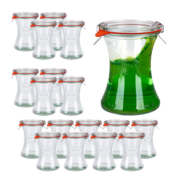 18er Set Weck Gläser 370ml Delikatessenglas mit 18 Glasdecke