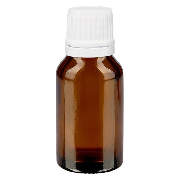 Bottiglia da farmacia marrone 15ml con tappo a vite bianco OV Bottiglia da farmacia marrone 15ml con tappo a vite bianco OV