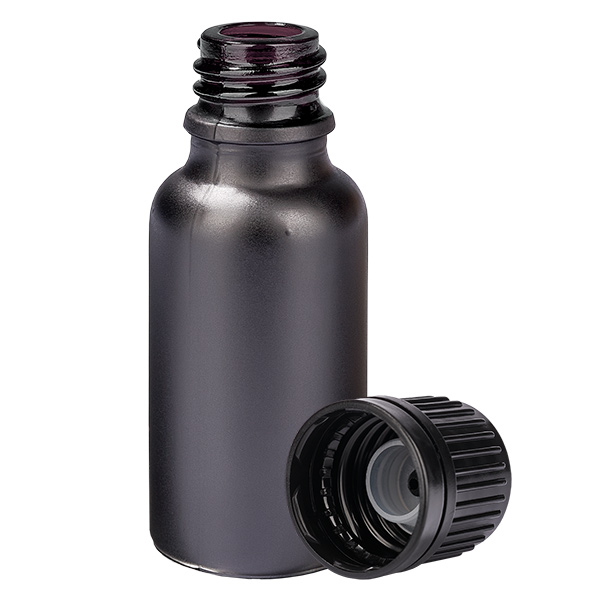20ml Globuliflasche 3mm Giessring schwarz Originalitätsverschluss BlackL. UT18/20