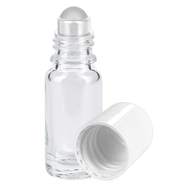 Flacone roll-on trasparente da 10ml STD bianco ApoGlas Flacone roll-on trasparente da 10ml STD bianco ApoGlas