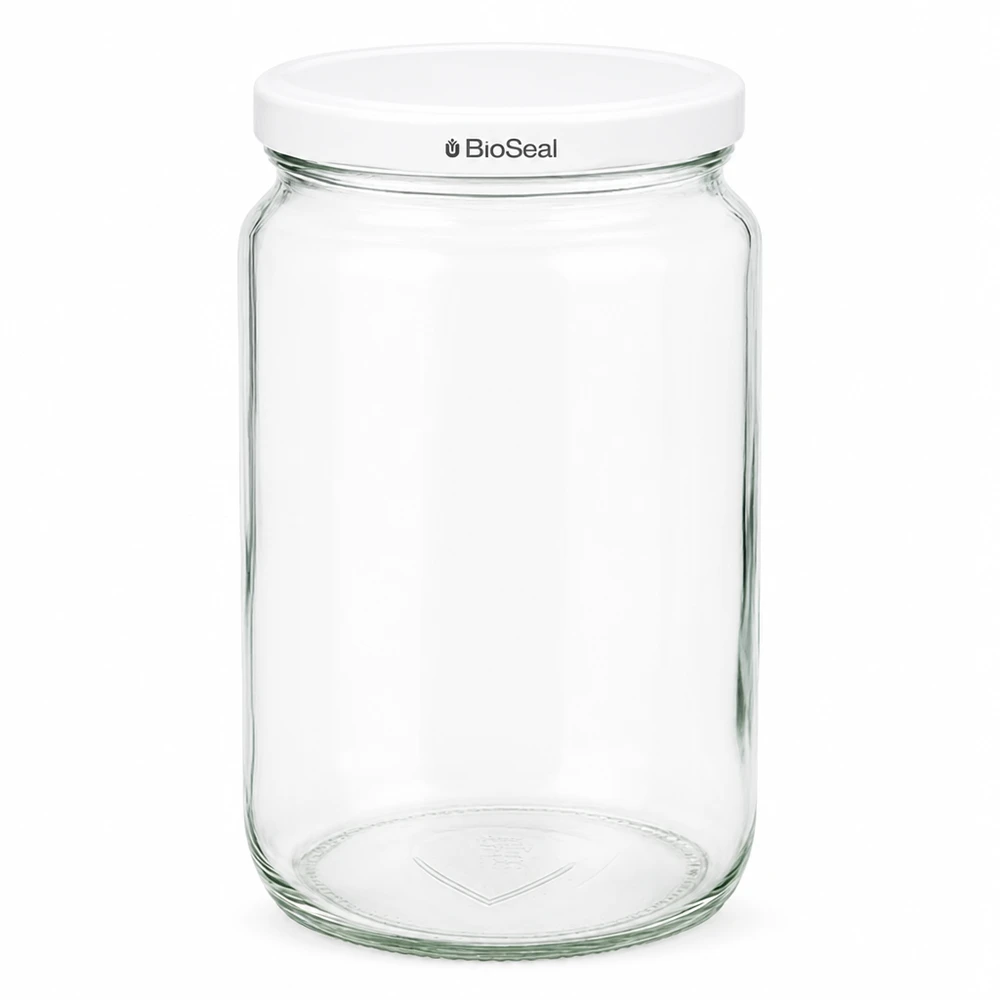 UNiTWIST Runda795 barattolo per conserve con coperchio bianco TO82 BioSeal - barattolo in vetro trasparente per la conservazione degli alimenti