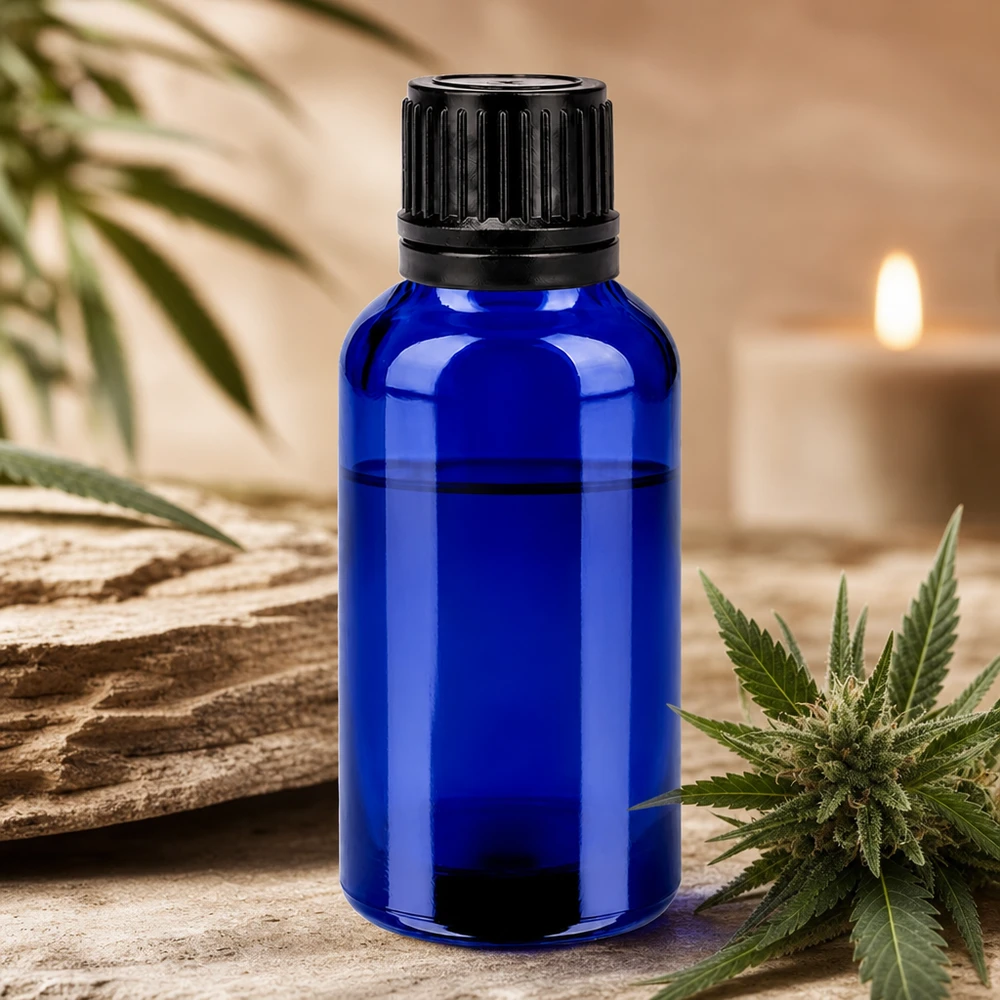Flacone da farmacia da 30 ml in vetro cobalto con protezione UV e tappo a vite a prova di perdite
