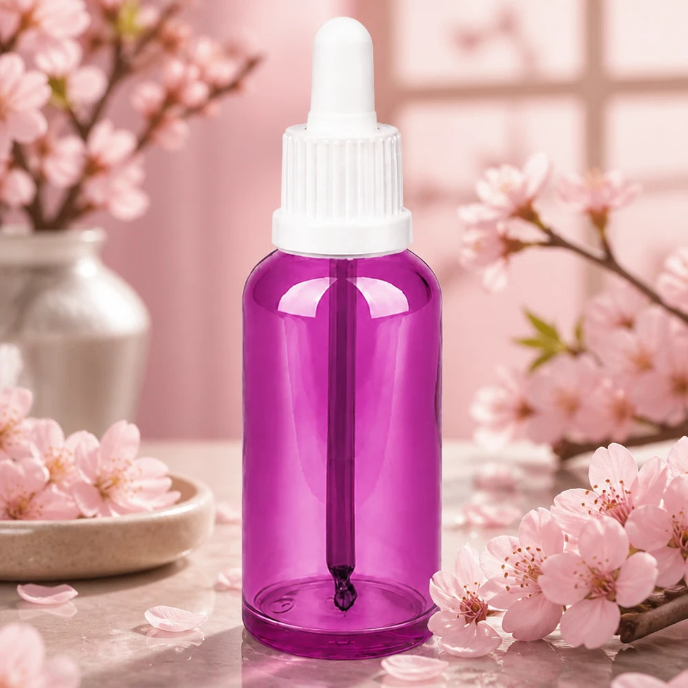 Bottiglia da 50ml con tappo a vite bianco Originality PurpleLine UT18/50 Purple Line Flacone contagocce da 50 ml con dosatore preciso per cosmetici liquidi