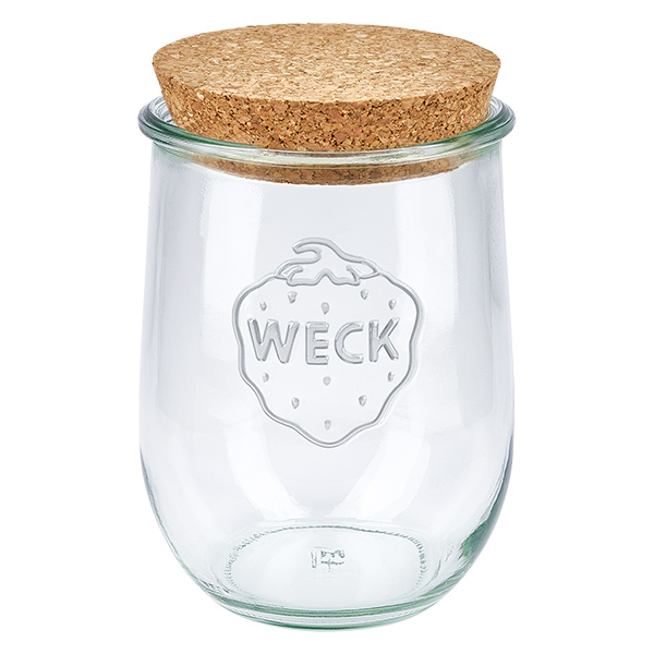 Vaso per tulipani da 1062 ml WECK RR100 con sughero naturale WECK vaso a tulipano 1062ml RR100 con coperchio in sughero naturale vaso per conserve vaso trasparente