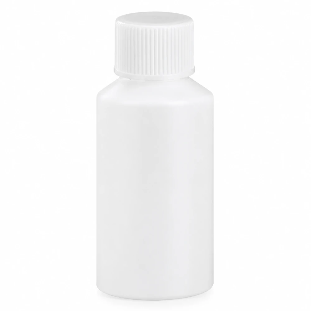 Kleine Kunststoffflasche 50ml weiß mit weißem Sicherheitsverschluss