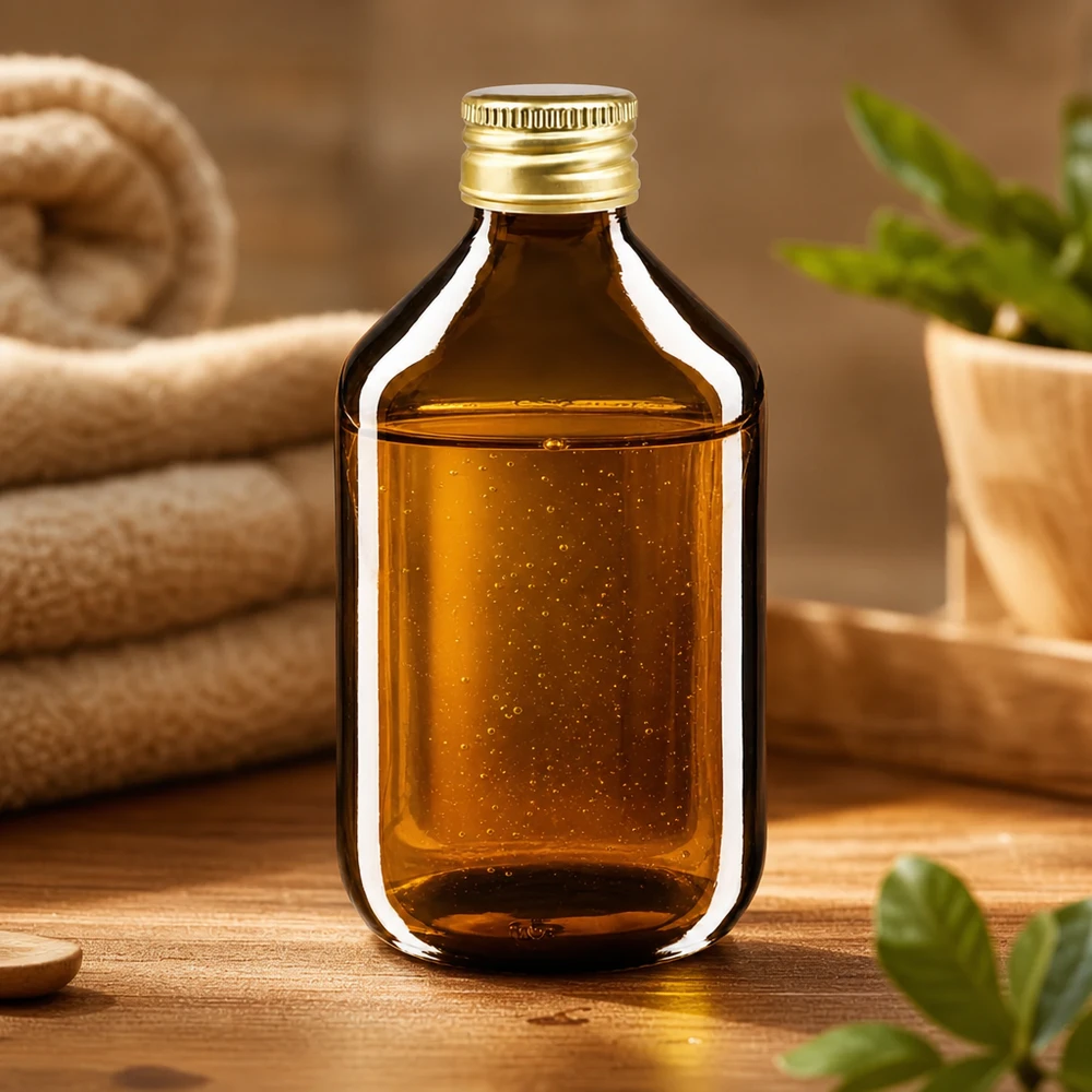 Flacone per medicinali da 300 ml marrone, con tappo in alluminio dorato Ap Bottiglia in vetro ambrato da 300 ml con tappo a vite in alluminio dorato per applicazioni mediche