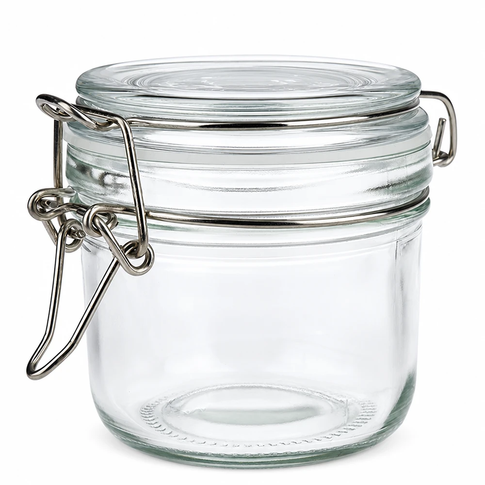 Barattolo trasparente per conserve da 200 ml con coperchio a scatto in acciaio inox per cucina e magazzino