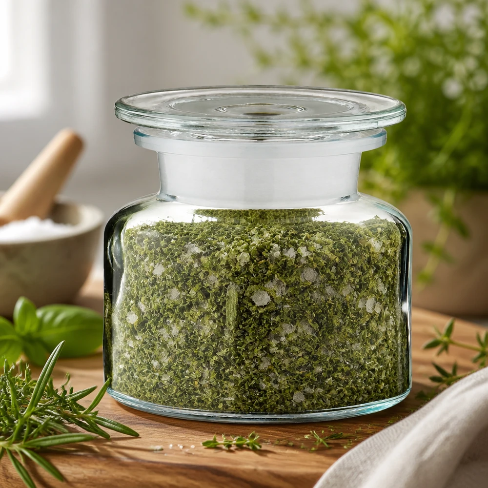 Piccolo flacone da farmacia da 100 ml in vetro trasparente, da utilizzare come contenitore per spezie per il sale alle erbe fatto in casa