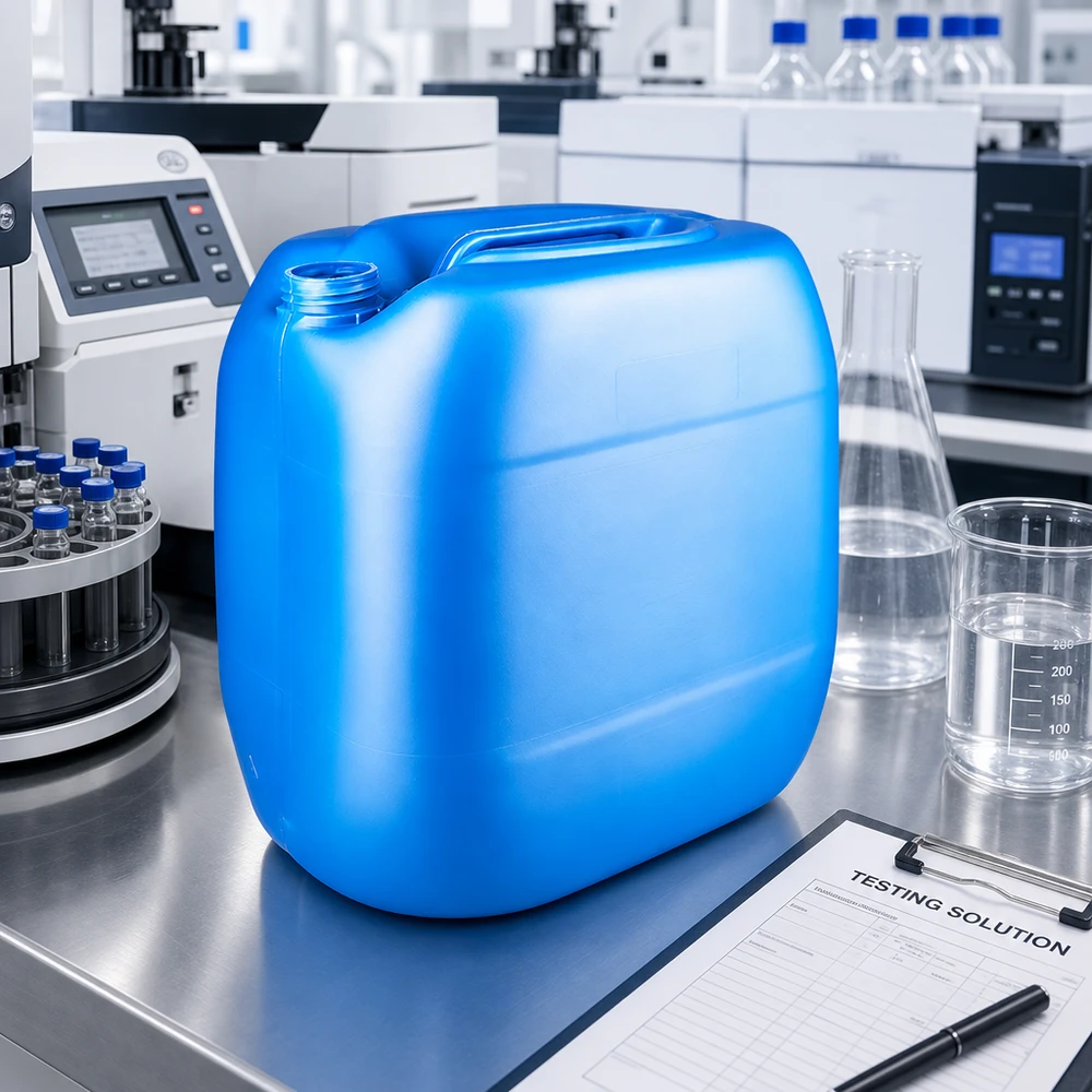 Bidon 30 litres bleu sans bouchon Bidon bleu de 30 litres sans bouchon, en plastique adapté au contact alimentaire, destiné aux produits chimiques