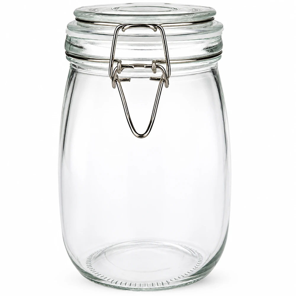 1000ml Vorratsglas mit Silikonring und Bügelverschluss UNiTWIST Vintage-Style Einweckglas 1000ml mit Drahtbügelverschluss für Küche und Speisekammer