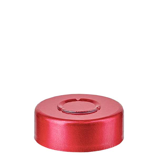 Tappo a crimpare 20,25 x 7,4 mm con strappo centrale, rosso Tappo a crimpare 20,25 x 7,4 mm con strappo centrale, rosso