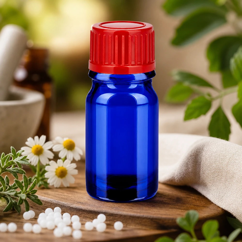 Flacone BlueLine da 5 ml UT18/5 con tappo standard stretto da 11 mm per farmacia e cosmetica