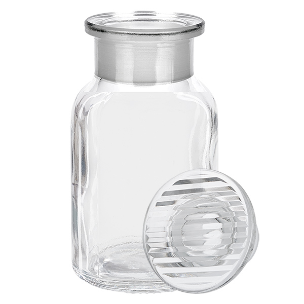 Bottiglia a spalla tonda 100ml trasparente a collo largo con tappo in vetro Fiaschetta da laboratorio trasparente a collo largo da 100 ml con tappo in vetro borosilicato molato