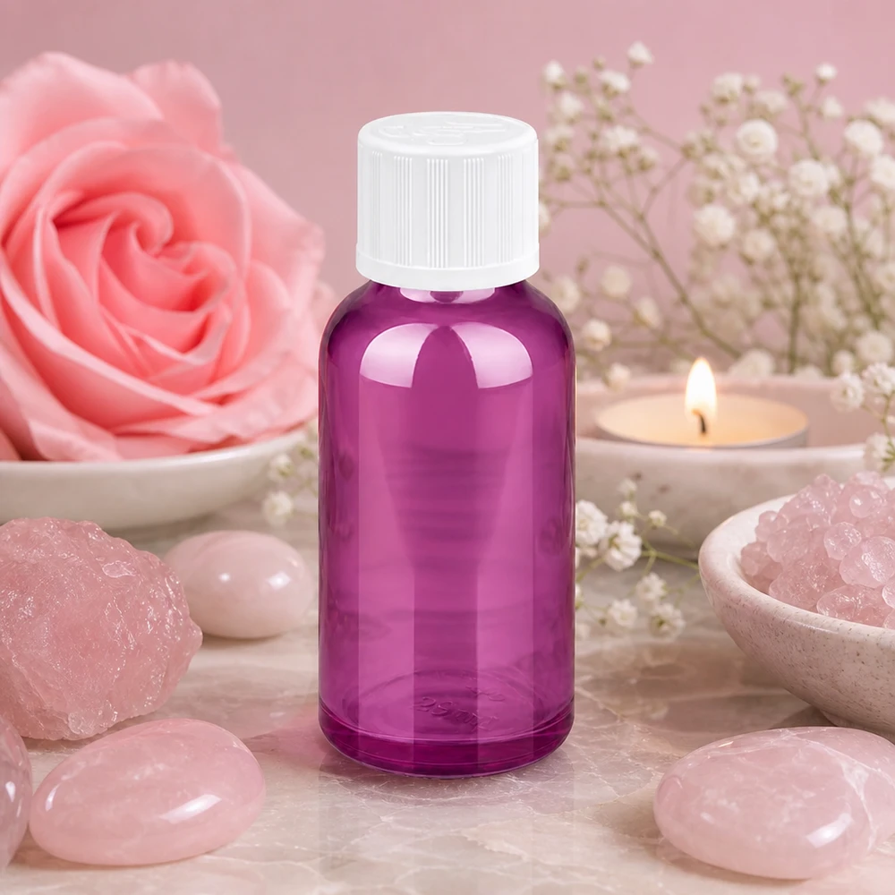 30ml Tropfflasche 1.2mm weiß Standard Kindersicher PurpleLine.UT18/30 Kleine violette Flasche 30ml mit Tropfausgießer ideal für Parfum Öle und Essenzen