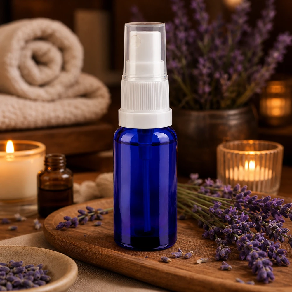 Flacone spray in vetro da 20 ml con nebulizzatore bianco per prodotti di bellezza fatti in casa