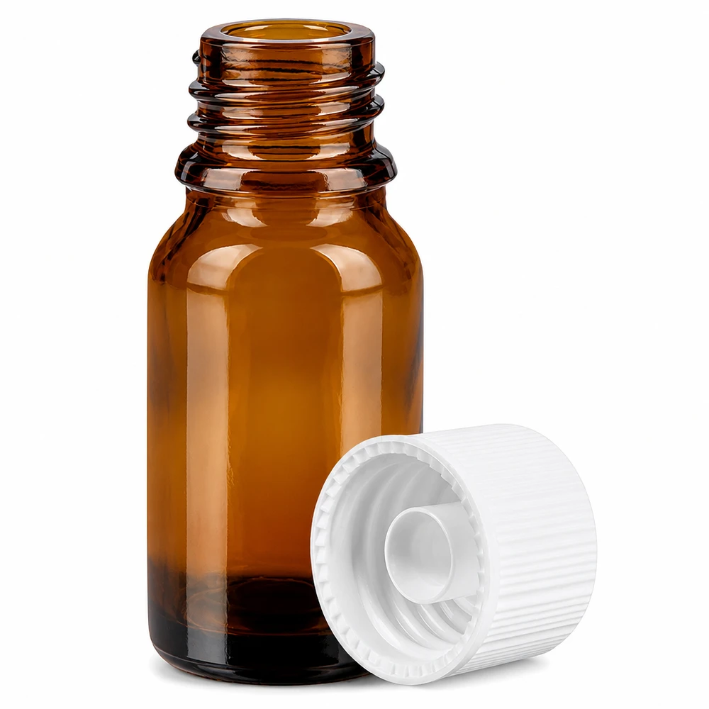 Bottiglia da 10ml 11mm SV bianco STD BrownLine UT18/10 Flacone da 10 ml in vetro ambrato con protezione UV e tappo bianco per sostanze sensibili alla luce