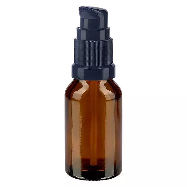 Flacon de pharmacie brun 30ml bouchon pompe noir std