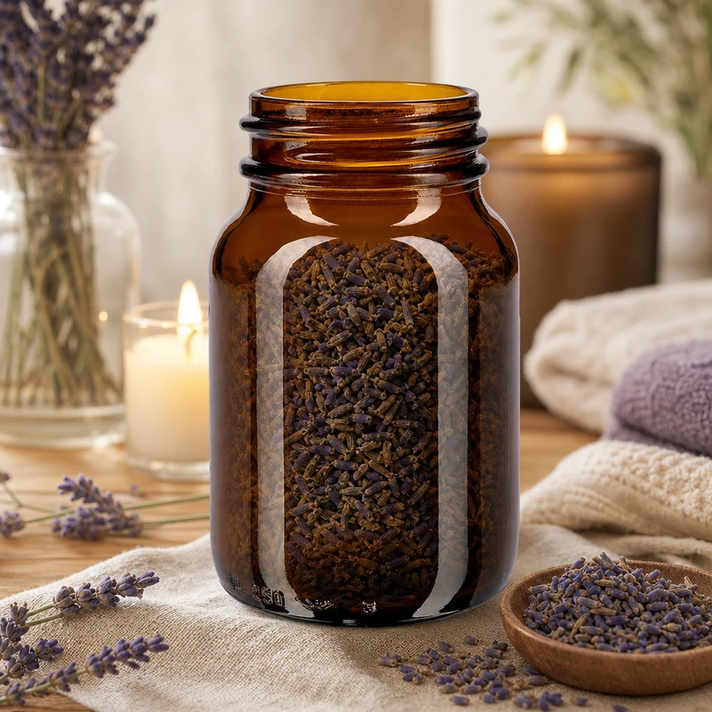 Bocal à col large en verre ambré 250 ml, goulot DIN 55, sans couvercle Bouteille en verre brun de 250 ml avec ouverture extra large pour un prélèvement facile de gros contenus