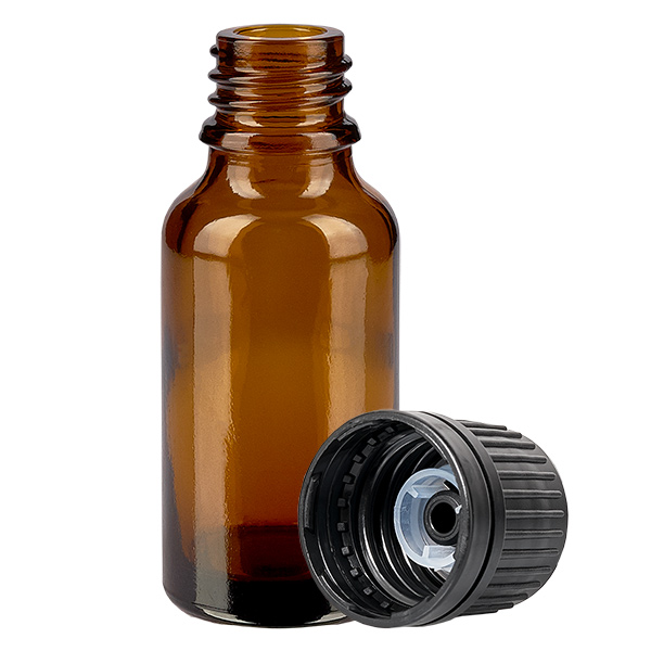 20ml Globuliflasche 8mm Giessring schwarz Originalitätsverschluss BrownL. UT18/20