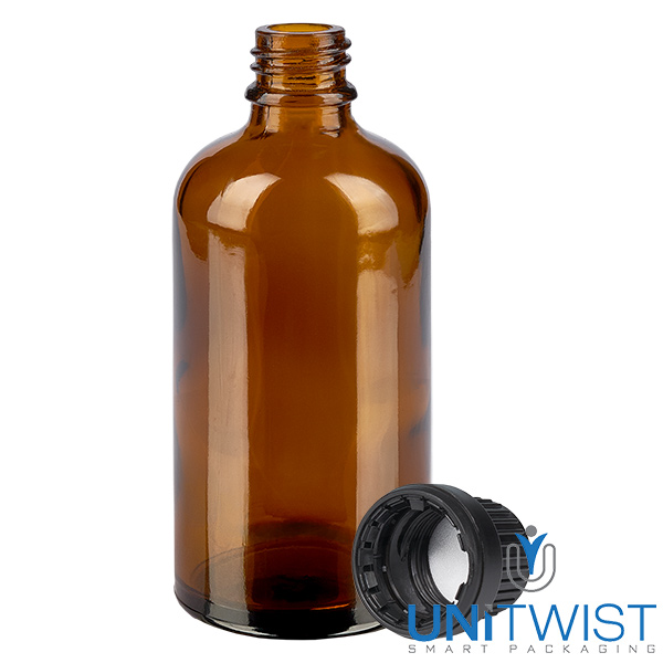 100ml Flasche 11mm Schraubverschluss schwarz OriginalitätsverschlussII BrownL. UT18/100