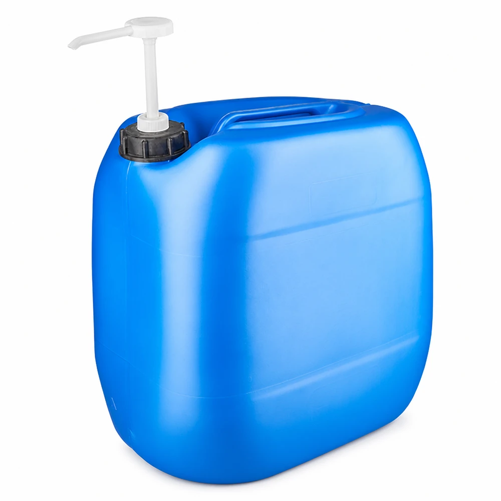 Robuster Kunststoffbehälter 30 Liter blau mit Pumpaufsatz für Reinigungsmittel und Chemikalien