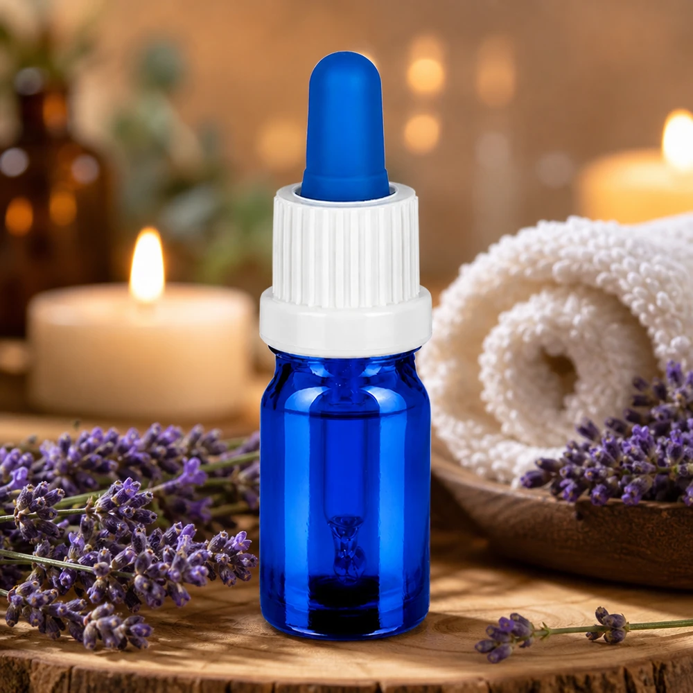 5ml Pipettenflasche weiß/blau Originalitätsverschluss BlueLine UT18/5 Vielseitige 5ml Pipettenflasche in Blau mit weißem OV Verschluss für Pharmazie und Kosmetik
