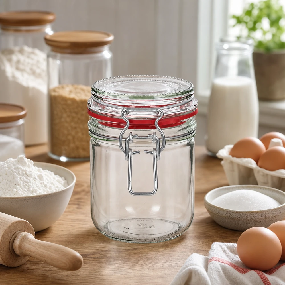 Bocal de conservation de 400 ml, type G, avec bouchon à clip UN.. Traditionelles 400ml Weckglas mit Bügelverschluss klassisches Design für zeitlose Küchendeko