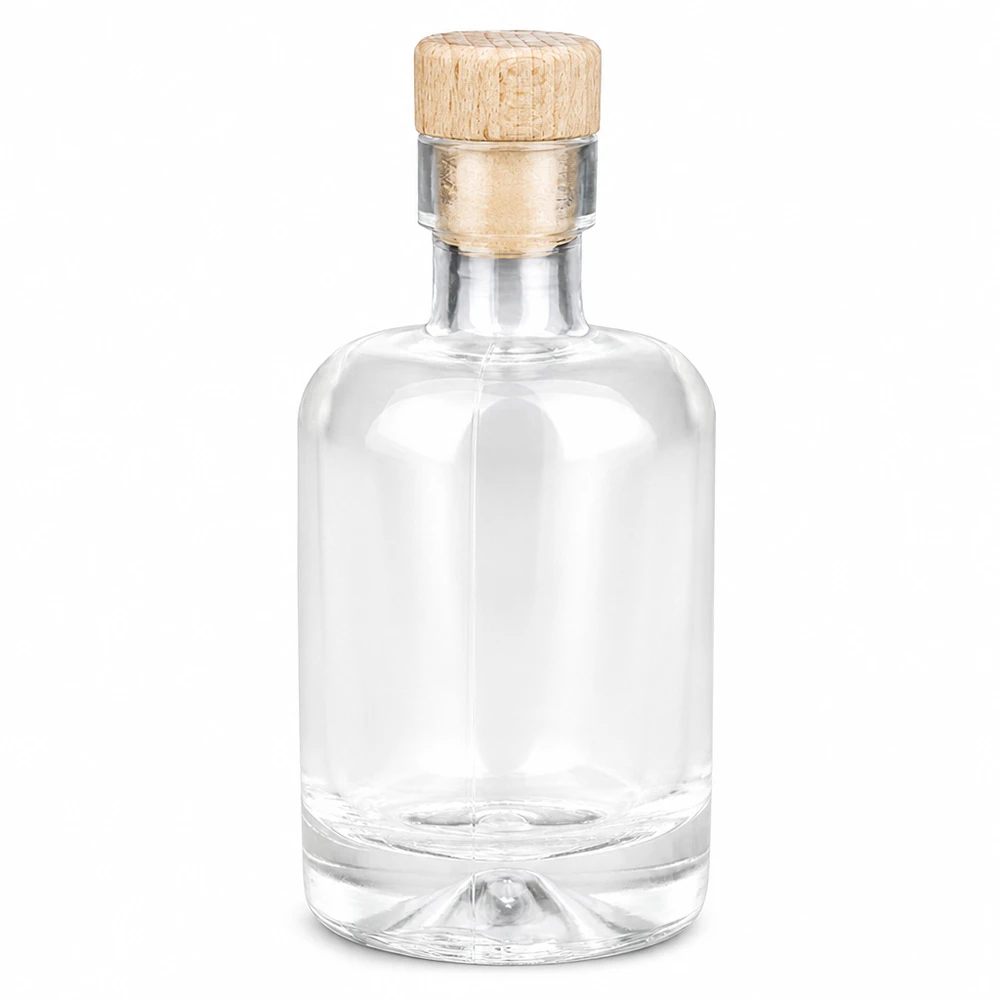 Bottiglia in vetro da 50 ml Amelie con manico in legno e tappo in sughero UNiTWIST vuota trasparente per liquori e olii